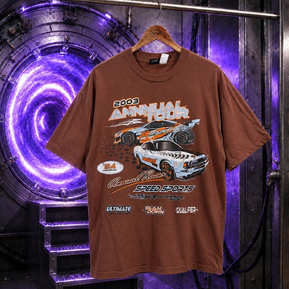 Divided 2003 Annual Tour Racing Graphic Tee Brown XS Mens Streetwear Car T-Shirt